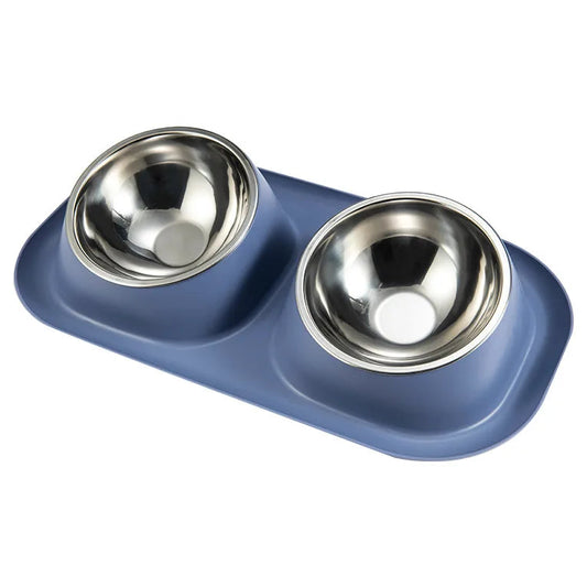 Edelstahl Doppelnapf für Hunde & Katzen – Rutschfeste Futterstation für Futter & Wasser Kaufschwan® Blau