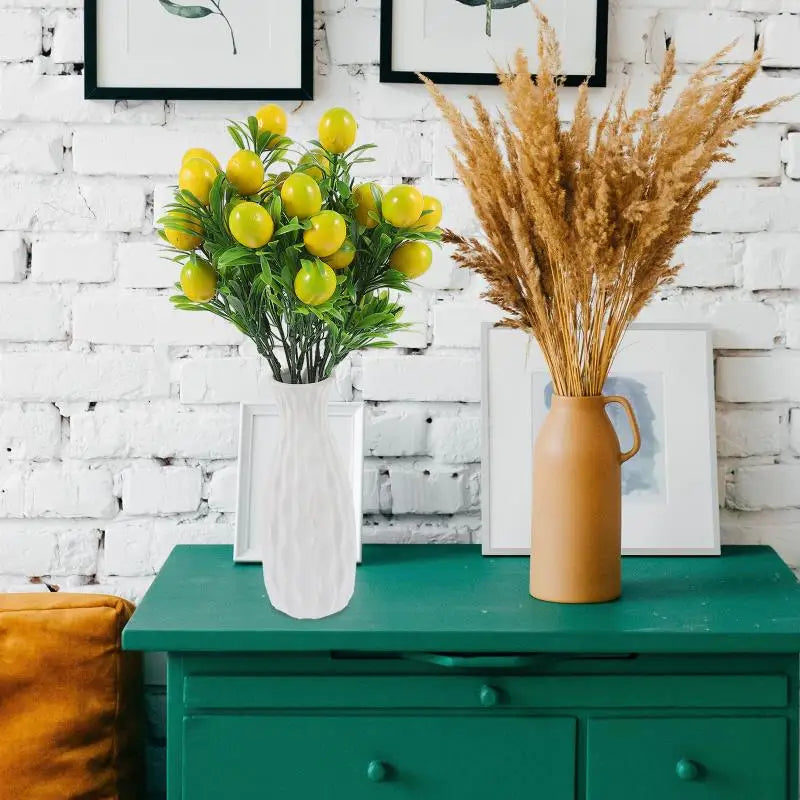 2 Stück Künstliche Zitronenzweige – Plastik Zitronen-Fruchtzweige für Vase, Hochzeit & DIY Dekoration Kaufschwan®