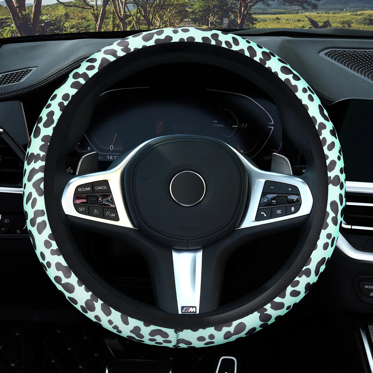 Lenkradbezug mit Leopardenmuster – Atmungsaktive Rutschhemmende Ringlose Lenkradabdeckung fürs Auto Kaufschwan®
