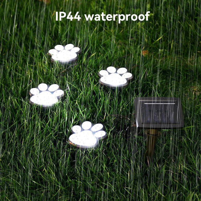 Solar Gartenlichter mit Pfotenabdruck – 4er Set LED-Erdlichter Wasserdicht für Rasen, Weg & Hofdekoration Kaufschwan®