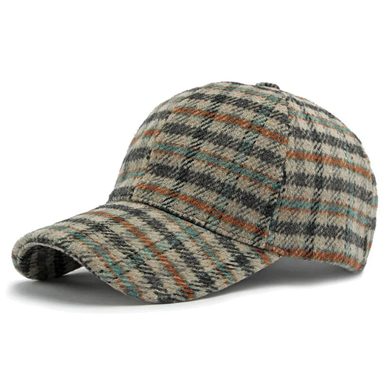 Elegante Plaid Fleece Baseballkappe | Dicke Warme Freizeitkappe | Britisches Retro Zwei-Ton-Design für Damen & Herren | Perfekt für Alltag & Feiertags-Outfits Kaufschwan® GRAU Adjustable