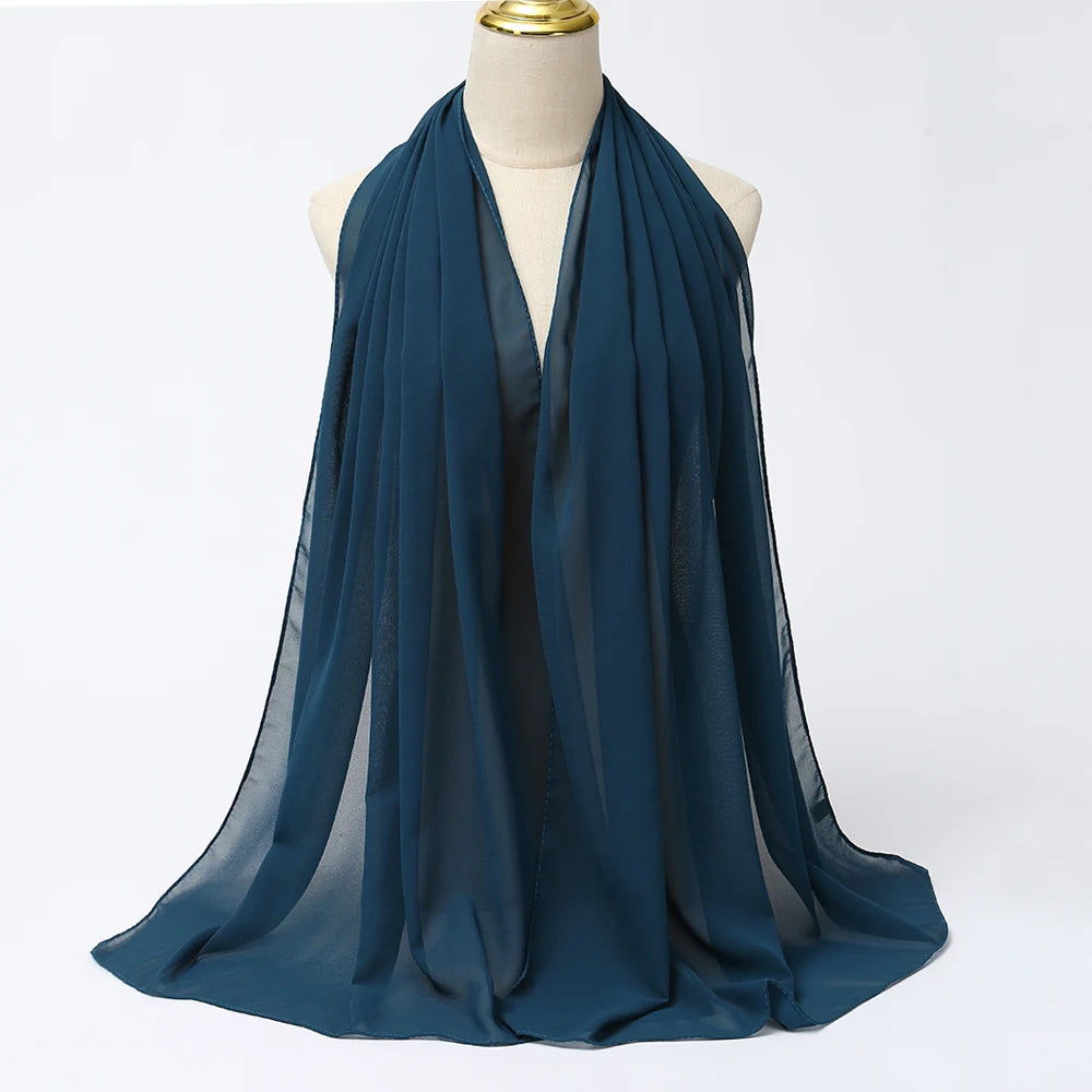 Muslimischer Chiffon Hijab Schal – Damen Langer Einfarbiger Kopf Schal | Eleganter Jersey Schleier & Modisches Umschlagtuch Kaufschwan®