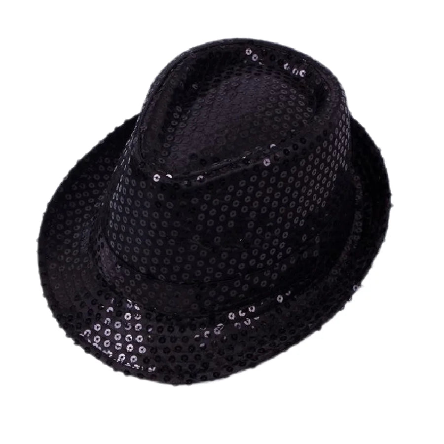 Britischer Top Jazz Hut – Herren & Damen Bühnenhut mit Pailletten, Glänzende Weihnachtsfedora, Party, Eltern-Kind, Halloween Kaufschwan®
