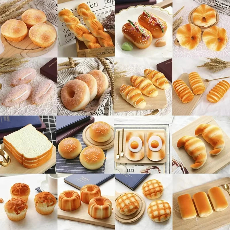 Squishy Lebensmittel-Simulationsspielzeug – Langsam Aufgehende Donut-, Croissant-, Brötchen-, Toastbrot-, Waffel- & Baguette-Knautschspielzeuge Kaufschwan®