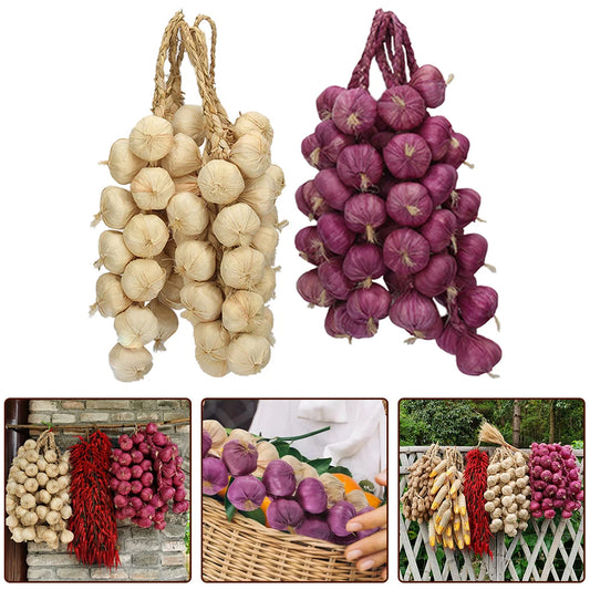 5 Stück Künstliche Knoblauch-Dekoration – Plastik Knoblauchgirlande für Küche, Party, Pub & Restaurant Kaufschwan®