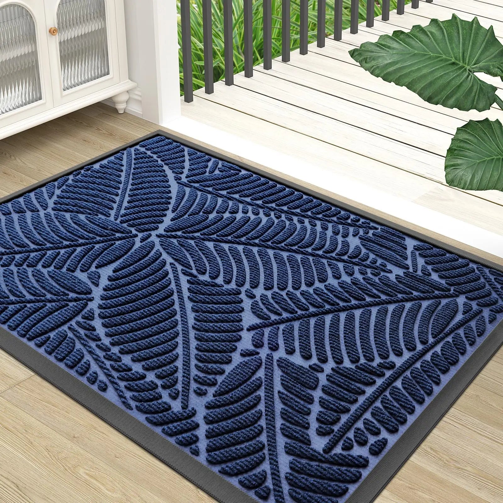 Strapazierfähige Gummi-Eingangsmatte – Schmutzfangend, Rutschfest, Wasserdicht & Pflegeleicht für Garten und Zuhause Kaufschwan® Marineblau 43.3x75cm