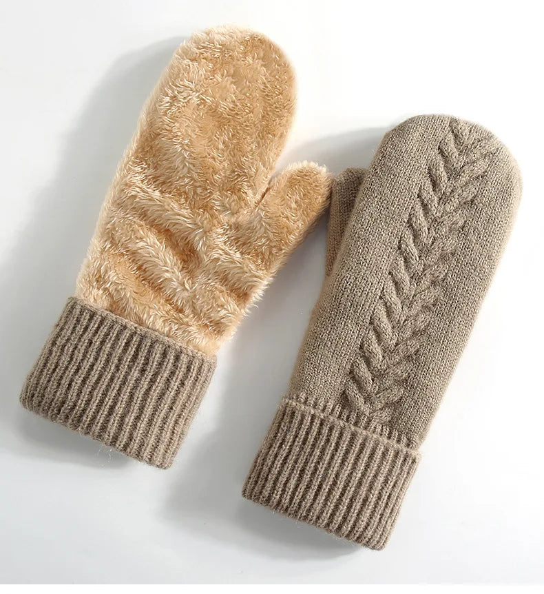 Strickhandschuhe Winter – Doppel-Layer Samt Gefüttert | Warme Verdickte Vollfinger Winterhandschuhe für Damen & Herren Kaufschwan®