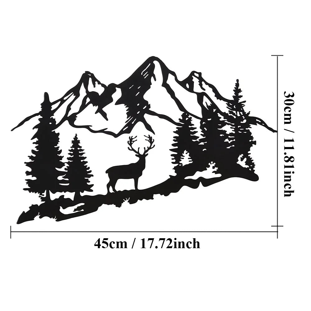 Metall Hirsch Wandbild – Rustikale Wald Berg Hütten Dekoration Kaufschwan® 45x30cm