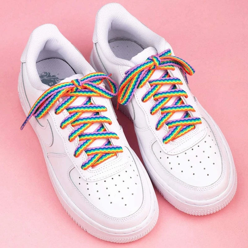 Regenbogen Farbverlauf Schnürsenkel – Bunte Flache Laces für Sneaker & Leinenschuhe | Modisches Accessoire für Low-Cut & High-Tops Kaufschwan®