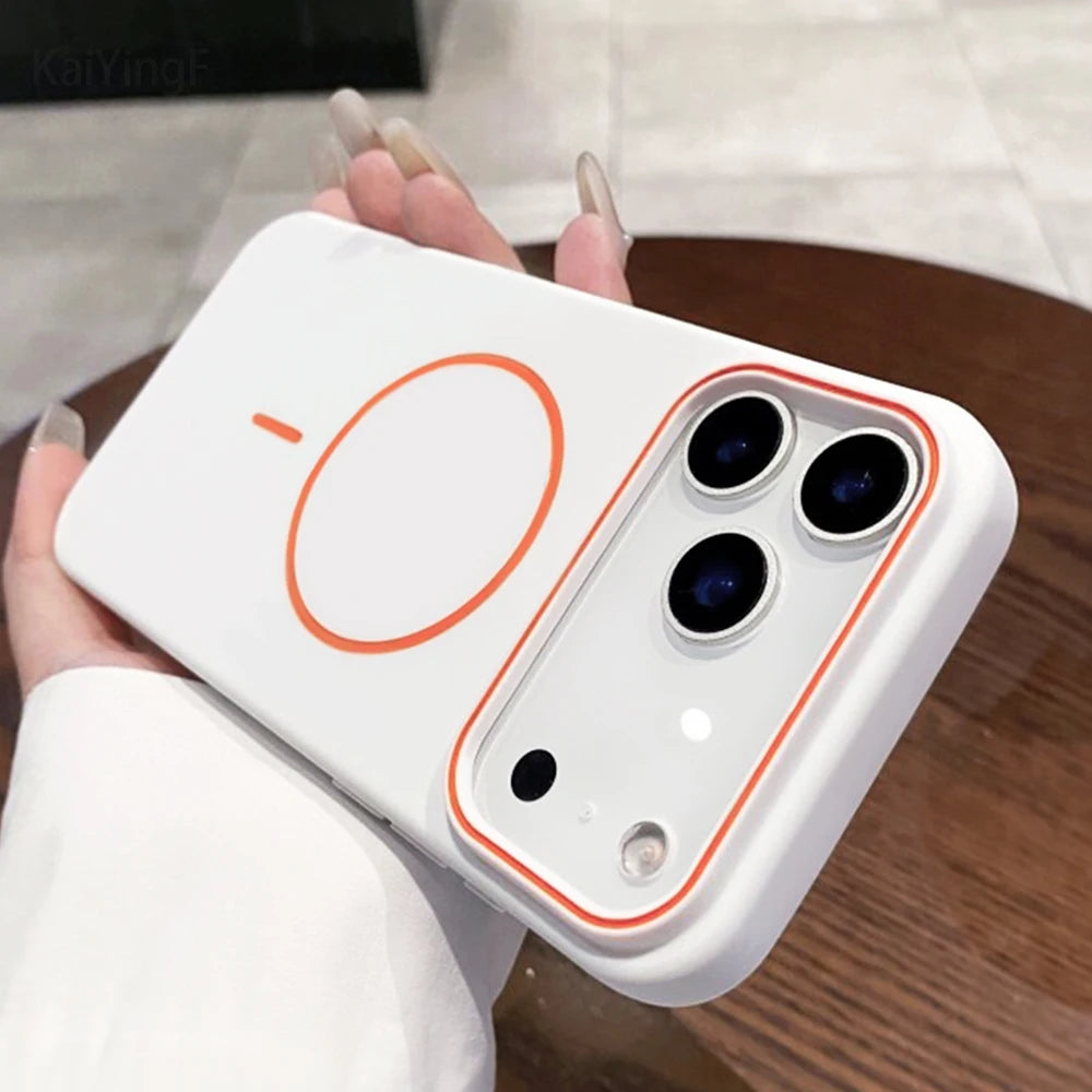 Hochwertige MagSafe-Silikonhülle für iPhone 18 Pro & iPhone 18 Pro Max – Magnetische Rückhülle für Kabelloses Laden Kaufschwan® Weiß iPhone 18 Pro