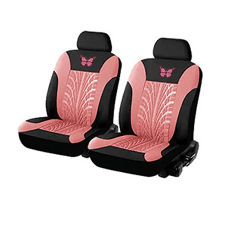 Universelles Autositzbezüge-Set – Vollständiges Set mit eleganter Schmetterlingsstickerei für Auto, SUV, Van & LKW Kaufschwan® Rosa (2 Sitze)