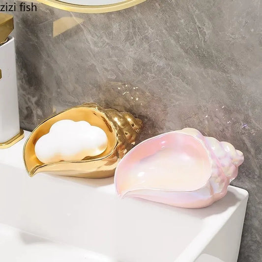 Muschel Keramik-Seifenschale – Stilvoller Seifenhalter mit Abflussdesign für Bad, Waschbecken oder Dusche Kaufschwan®