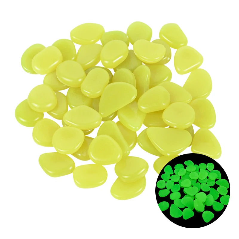 25/50 Stück Leuchtende Gartensteine – Glow-in-the-Dark Kiesel für Wege, Gartenpfade, Terrasse & Rasen Dekoration Kaufschwan® Gelb 25 Stück