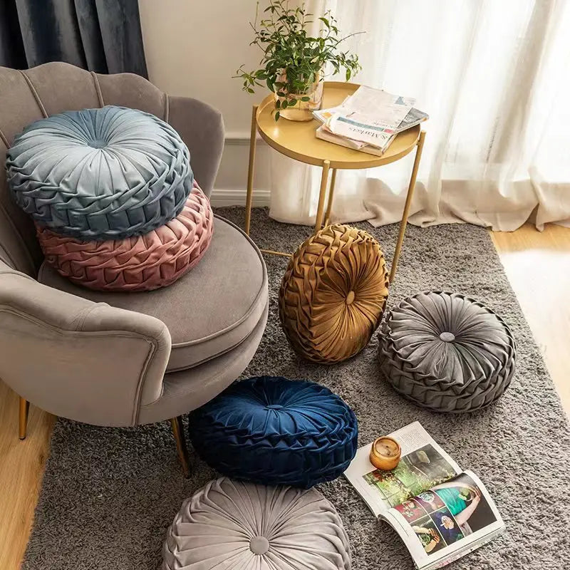 Kürbis Rundes Kissen | Gefaltetes Rad-Kissen | Rücken- & Taillenstütze | Futon Sitzkissen | Gemütliche Stuhl-Dekoration Kaufschwan®