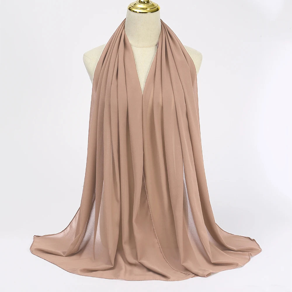 Muslimischer Chiffon Hijab Schal – Damen Langer Einfarbiger Kopf Schal | Eleganter Jersey Schleier & Modisches Umschlagtuch