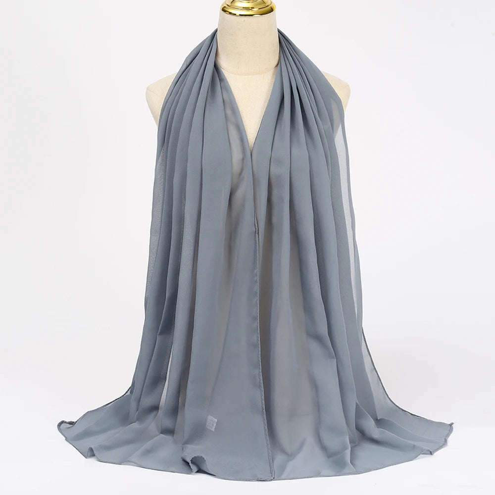 Muslimischer Chiffon Hijab Schal – Damen Langer Einfarbiger Kopf Schal | Eleganter Jersey Schleier & Modisches Umschlagtuch Kaufschwan®