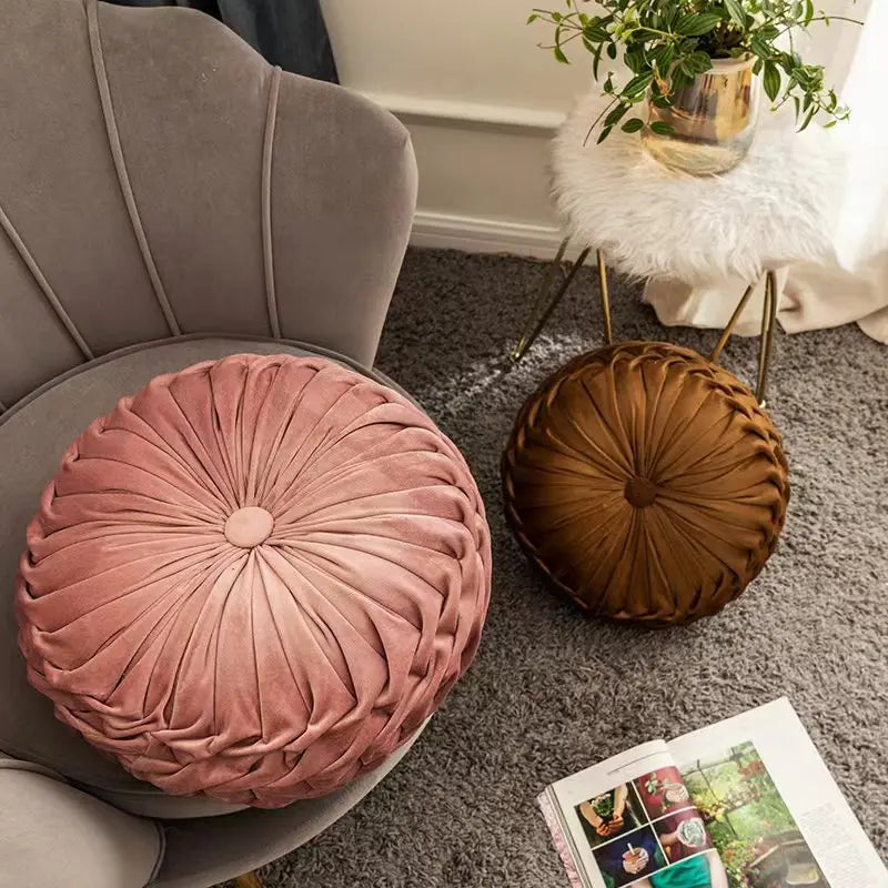 Kürbis Rundes Kissen | Gefaltetes Rad-Kissen | Rücken- & Taillenstütze | Futon Sitzkissen | Gemütliche Stuhl-Dekoration Kaufschwan®