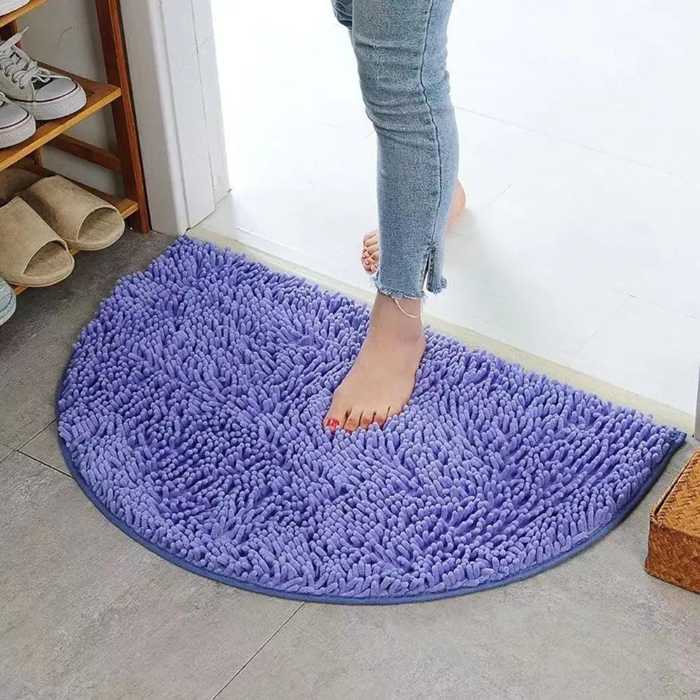 Halbrunde Chenille Badematte – Rutschfeste, Saugfähige Badematte für Dusche & Boden Kaufschwan® Lila 40x60cm