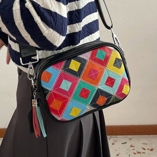 Kleine Bunte Ledertasche – Luxus Damen Handtasche, Crossbody & Schultertasche in Hochwertiger Verarbeitung Kaufschwan®