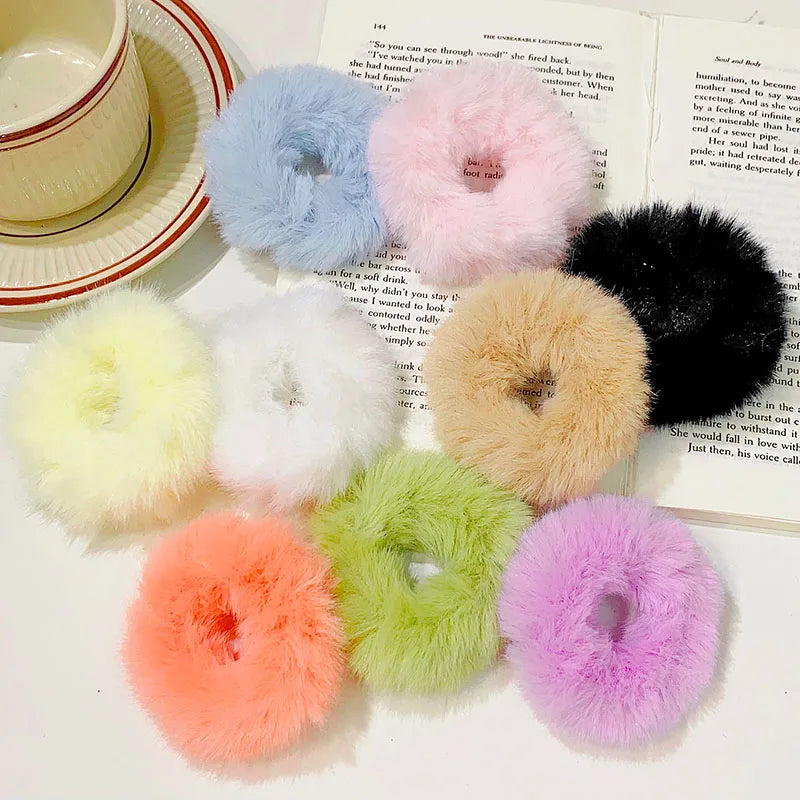 Bunte Flauschige Haargummis | Plüsch-Scrunchies für Damen & Mädchen | Weiche Elastische Pferdeschwanzhalter Kaufschwan®