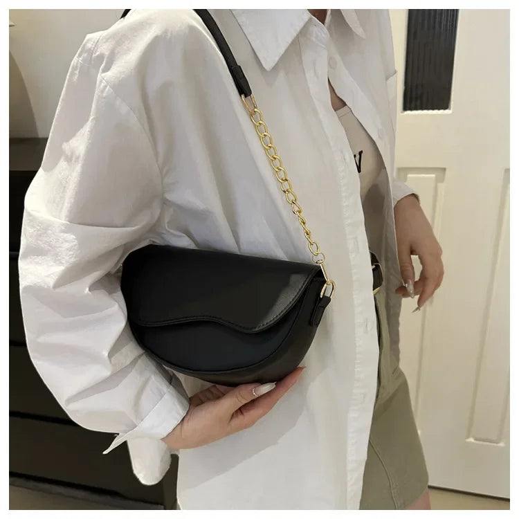 Damen Vintage Doppelriemen Schultertasche – Einfarbige PU Leder Crossbody Handtasche & Geldbörse Kaufschwan®