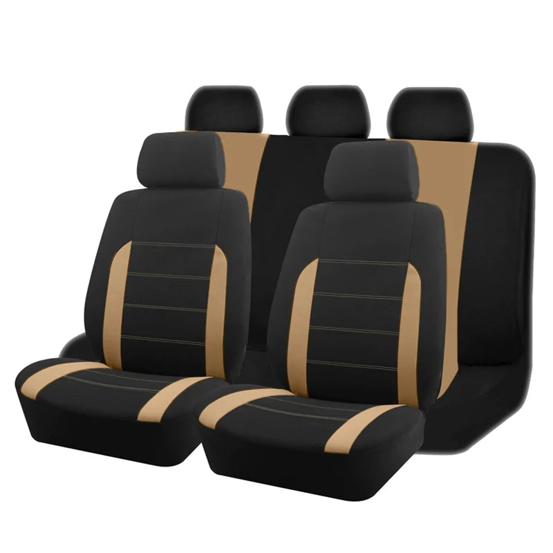 Universelle Autositzbezüge – Komplettset für Auto, SUV, LKW & Van – Strapazierfähig, Atmungsaktiv & Leicht zu Montieren Kaufschwan® Beige 5 Sitze