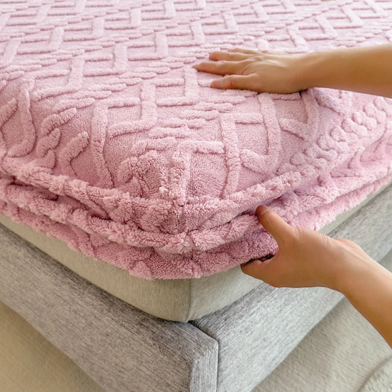 3D Prägung Samt Matratzenschoner – Verdicktes Winter Warm Spannbettlaken & Matratzenschutz