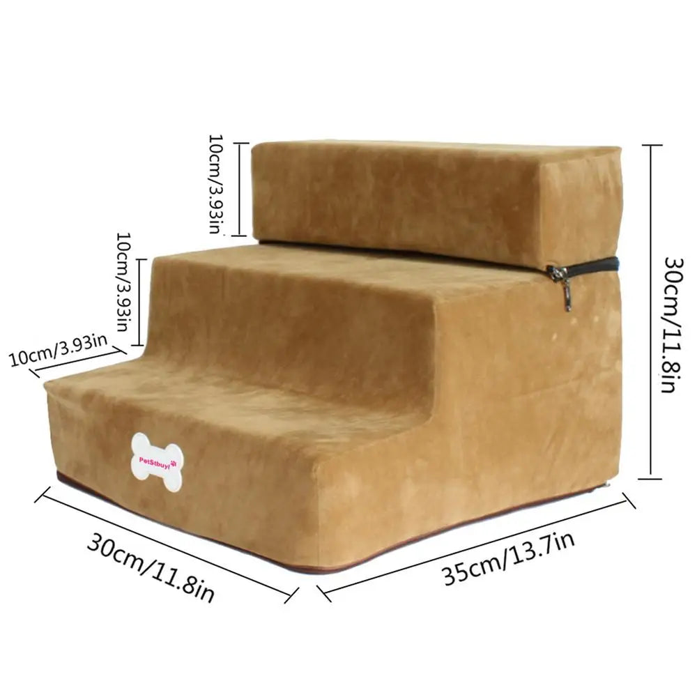 3-Stufen Hundetreppe 30cm – Rutschfeste Abnehmbare Haustiertreppe für Kleine Hunde & Katzen Kaufschwan® Beige