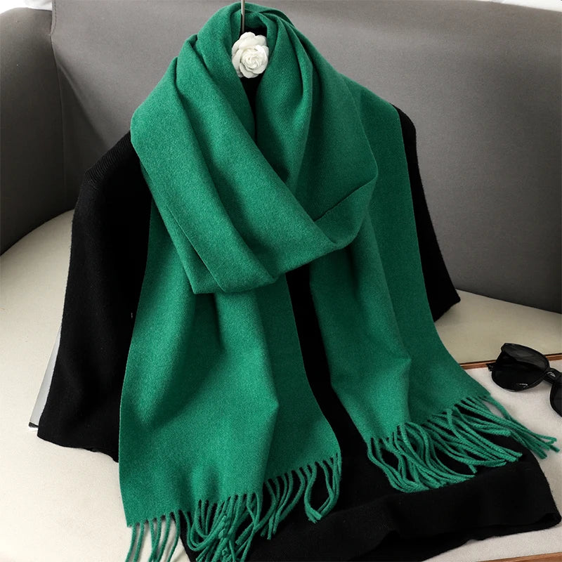 Bunte Winter Schals für Damen | Langer Kaschmir-Optik Wärmeschal | Einfarbig Hijab, Umschlagtuch & Pashmina Kopftuch Kaufschwan®