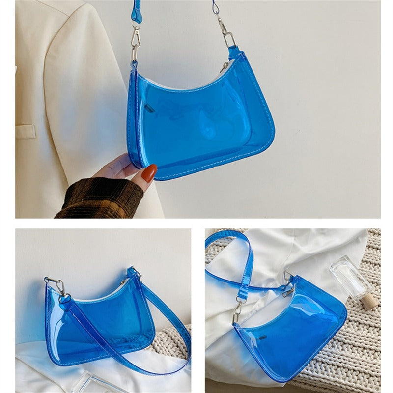 Transparente Jelly Umhängetasche – Kleine Zipper Underarm Tasche & Modische Handtasche für Damen Kaufschwan®