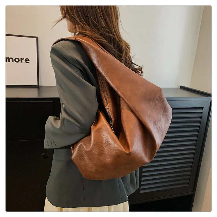Große Schwarze Schultertasche für Damen – Hobo Shopper Tote | Weiche Leder Umhängetasche für Reisen & Alltag Kaufschwan®