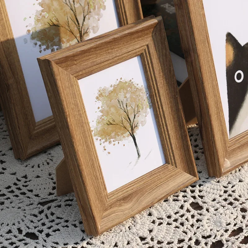 Amerikanischer Stil Bilderrahmen – Premium Tisch Fotorahmen für Zuhause und Büro Kaufschwan® Naturholz 8.9x12.7cm