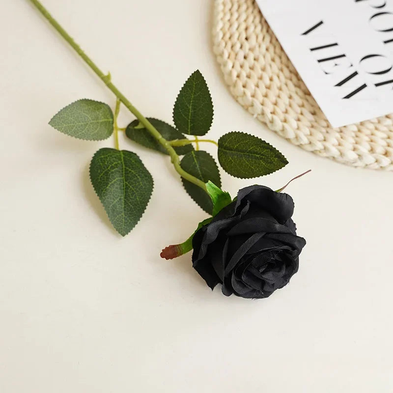 8CM Künstliche Rosen – Plastik Juana Blumenstrauß für Valentinstag, Hochzeit, Wohnzimmer & Esstisch Dekoration Kaufschwan® Schwarz