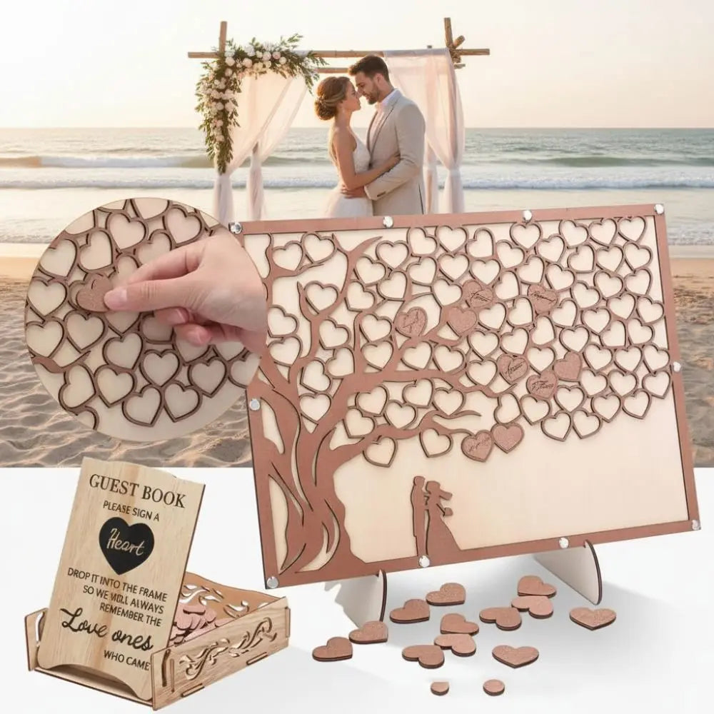 Holz Herzen Gästebuch Hochzeit – Rustikale Alternative mit Rahmen Kaufschwan®
