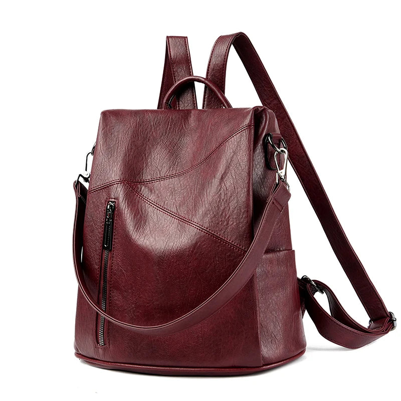 Leder Rucksack | Damen Vintage Schultertasche | Hochkapazitiver Reise- & Schulrucksack