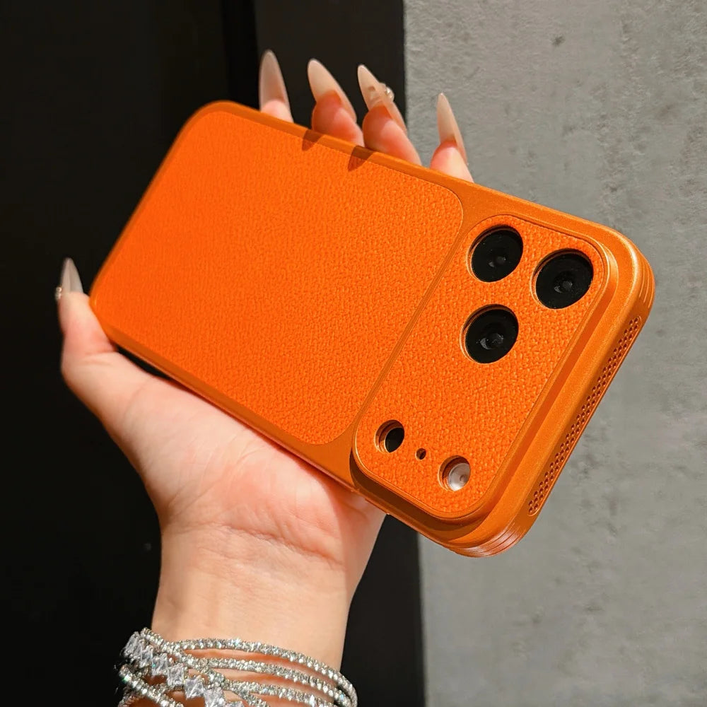 Matte PU-Lederhülle mit Litschi-Struktur für iPhone 18 Pro & iPhone 18 Pro Max – Bordeauxrote Hülle mit Wärmeableitendem Netz Kaufschwan®