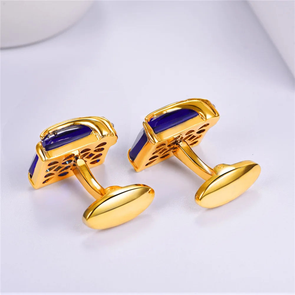 Rechteckige Herren Manschettenknöpfe mit Kristallstein – Rot, Blau & Schwarz | 14×19mm Österreichischer Kristall Luxus Schmuck Geschenk Kaufschwan®