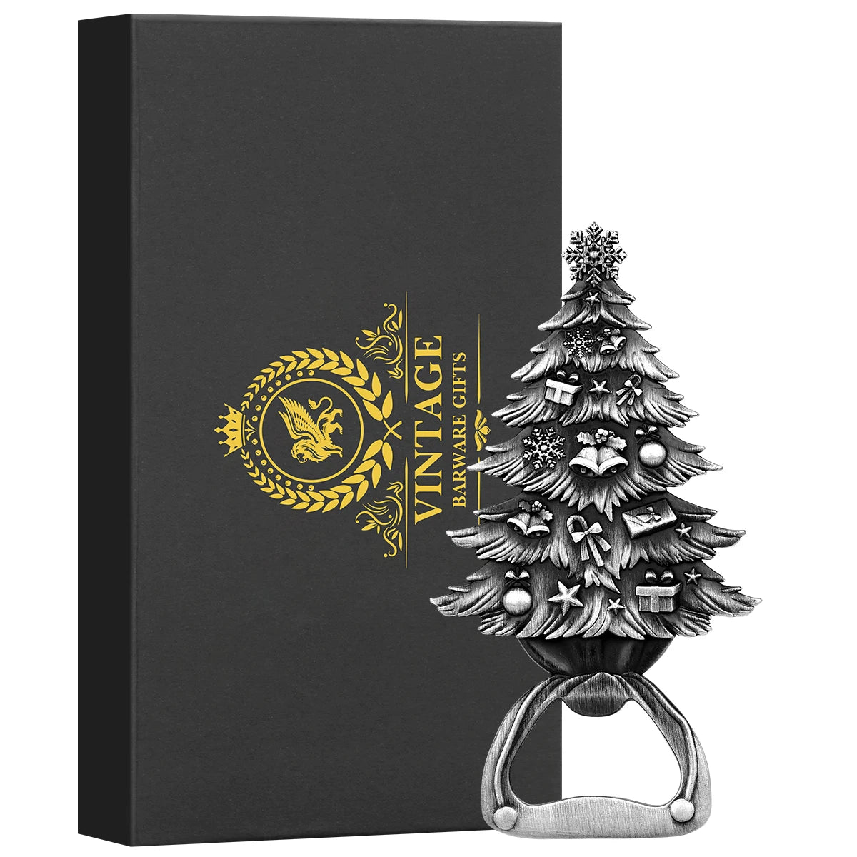 Weihnachtsbaum Flaschenöffner – Bronze/Grau/Gold Geschenk für Männer & Vater Kaufschwan® Grau mit Box