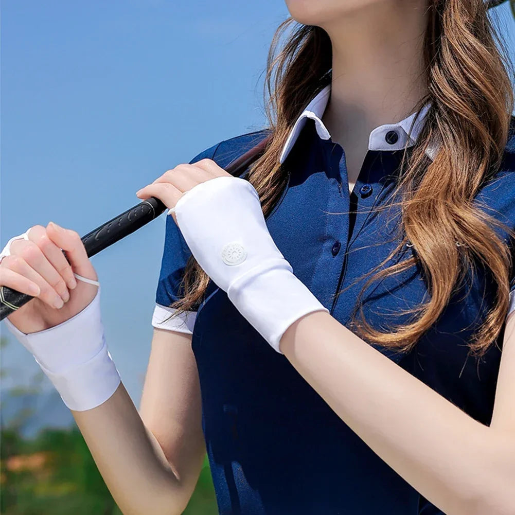 Damen Halbfinger UV-Schutz Handschuhe – Atmungsaktive Ice Silk Golfhandschuhe | Elastische Outdoor Sonnenschutz Fitness Handschuhe Kaufschwan®