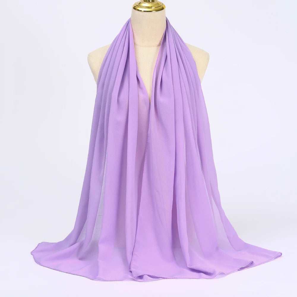 Muslimischer Chiffon Hijab Schal – Damen Langer Einfarbiger Kopf Schal | Eleganter Jersey Schleier & Modisches Umschlagtuch