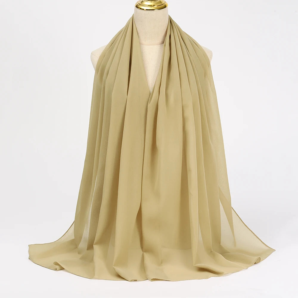 Muslimischer Chiffon Hijab Schal – Damen Langer Einfarbiger Kopf Schal | Eleganter Jersey Schleier & Modisches Umschlagtuch