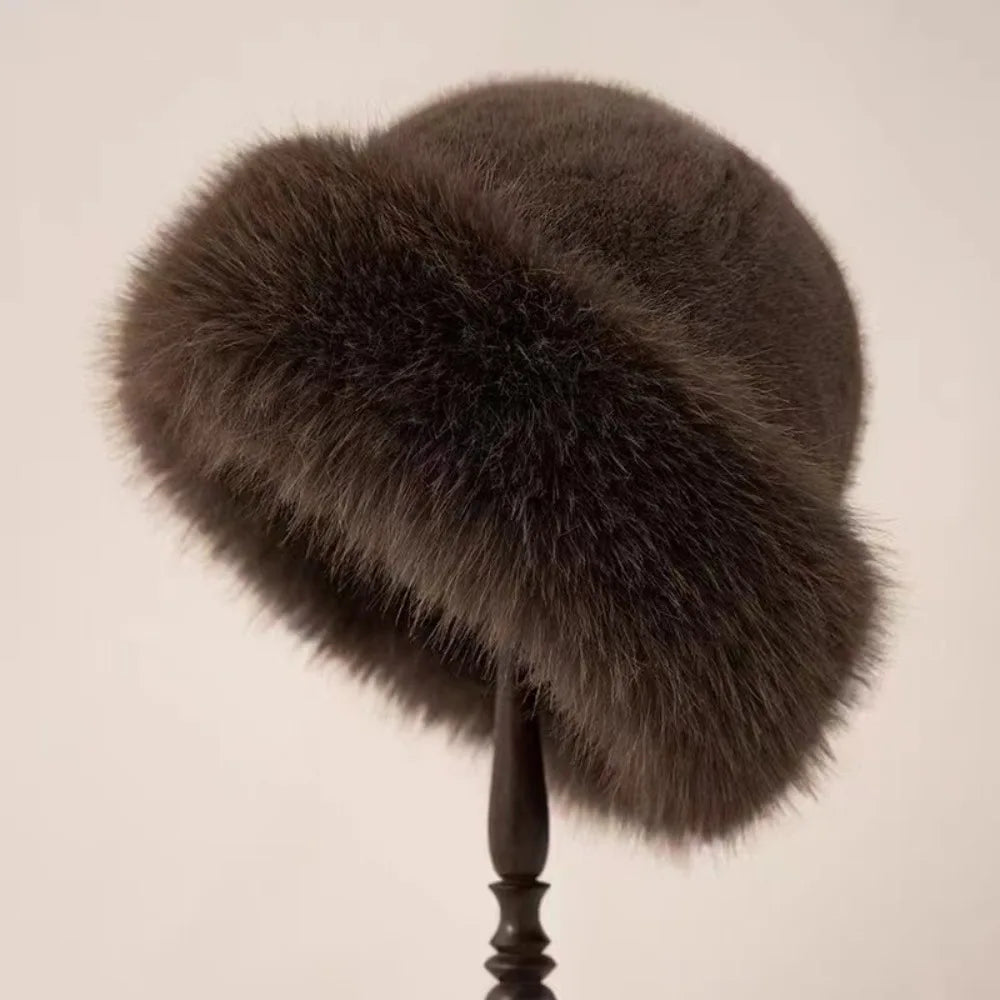 Damen Flauschige Mütze – Warme Wintermütze | Plüsch Mütze für Kalte Schneetage Kaufschwan® Braun