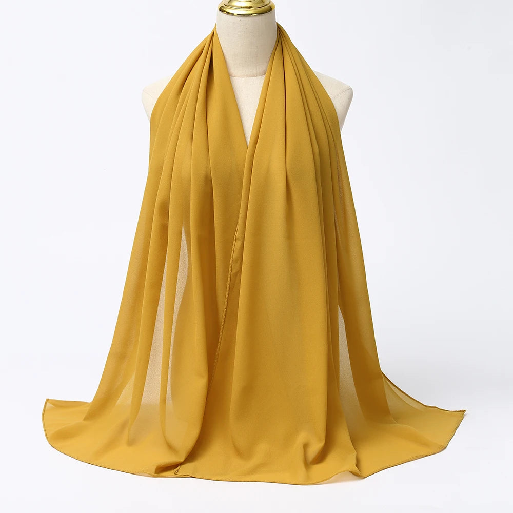 Muslimischer Chiffon Hijab Schal – Damen Langer Einfarbiger Kopf Schal | Eleganter Jersey Schleier & Modisches Umschlagtuch