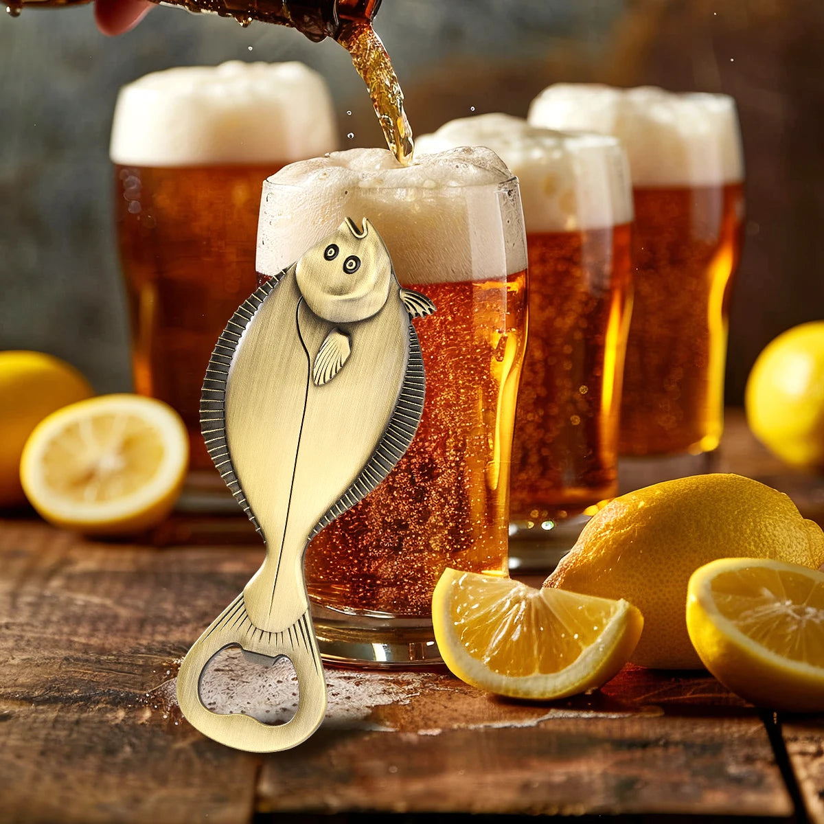 Flunder Fisch Flaschenöffner – Steampunk Metall Design Geschenk für Angler Kaufschwan®