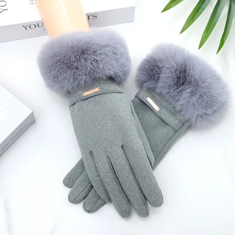 Damen Winterhandschuhe aus Wildleder – Elegante Touchscreen Handschuhe mit Samtfutter | Warme Verdickte Handschuhe für Autofahren & Radfahren Kaufschwan® Grau Einheitsgröße