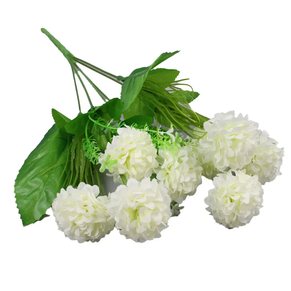 Mehrfarbige Künstliche Seidenhortensien – Kleiner Blumenstrauß für Hochzeit, Weihnachten, Party & DIY Wohnungsdekoration Kaufschwan® Weiß
