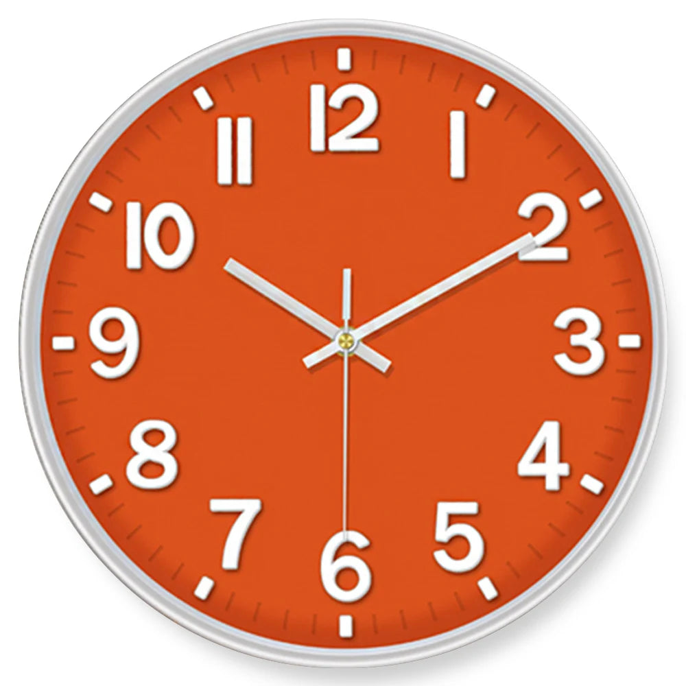 3D Zahlen Quarz Wanduhr – Leise Moderne Deko Uhr Kaufschwan® Orangerot 8 Zoll