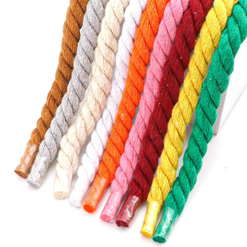 Runde Dicke Schnürsenkel – 1cm Baumwoll-Leinen Geflecht | Bunte Robuste Laces für Sneaker, Laufschuhe & Stiefel Kaufschwan®