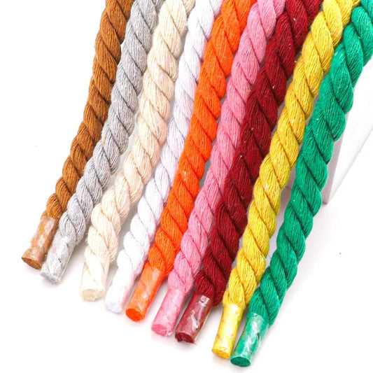 Runde Dicke Schnürsenkel – 1cm Baumwoll-Leinen Geflecht | Bunte Robuste Laces für Sneaker, Laufschuhe & Stiefel Kaufschwan®