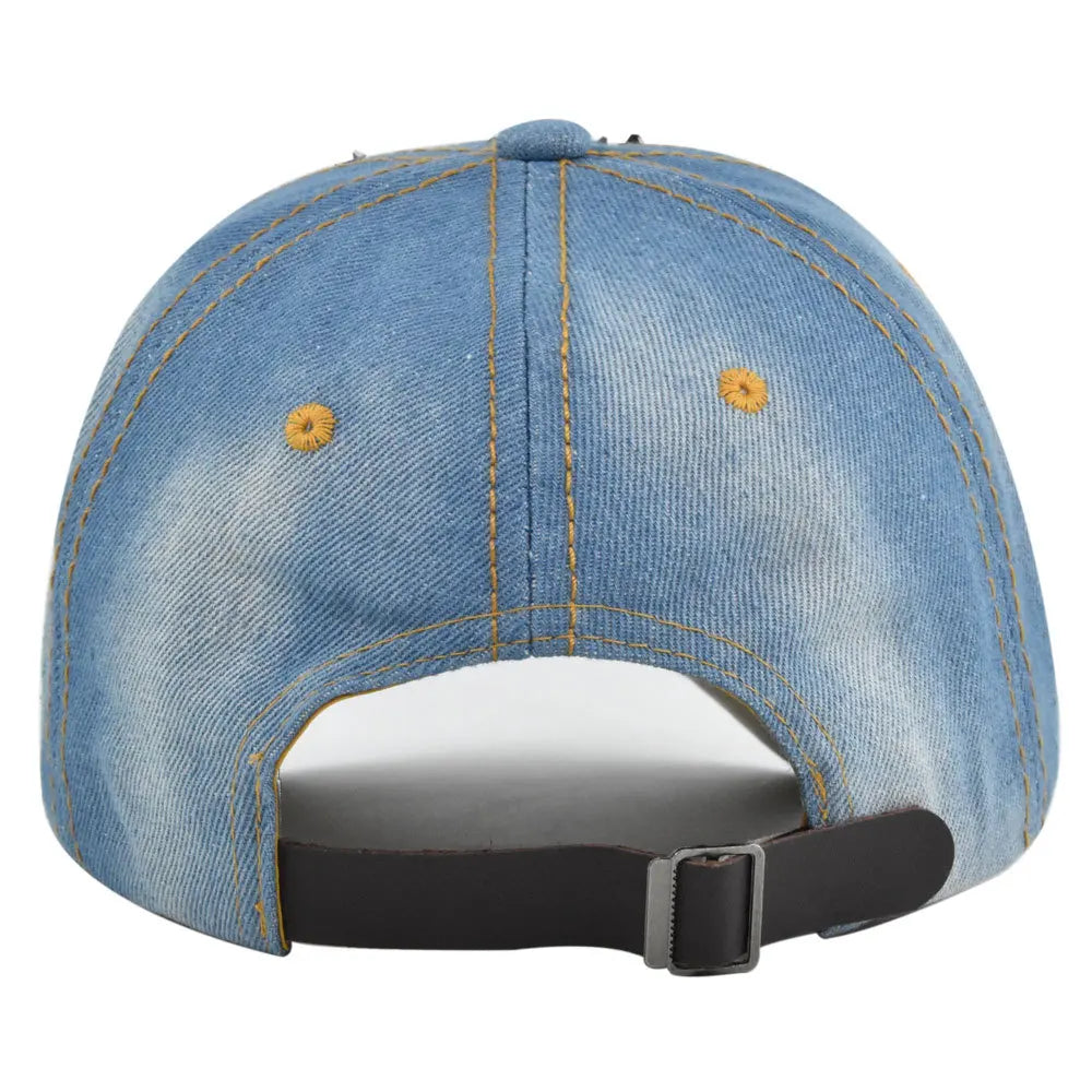 Denim Baseballkappe Damen | Gewaschener Vintage-Hut mit Rivet Star | Snapback Sonnenhut für Damen & Herren | Sommer Outdoor Freizeit Kaufschwan®